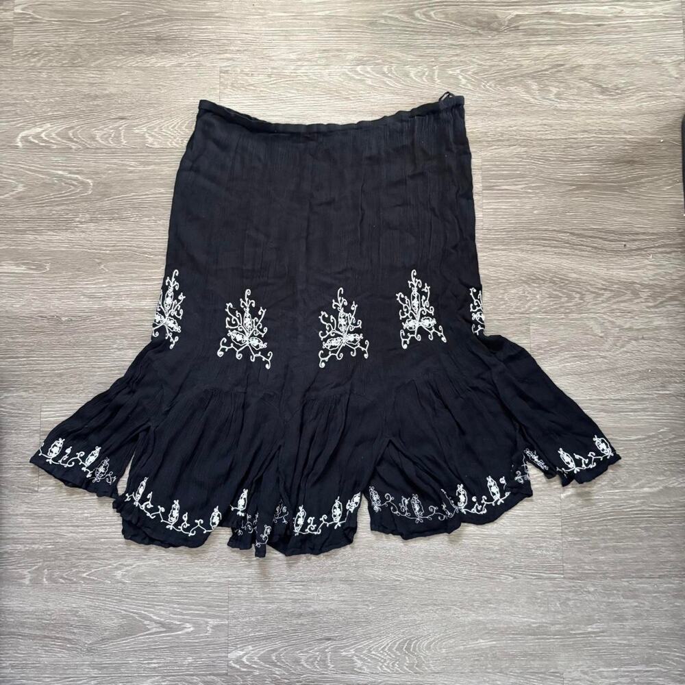 Vintage 90s whimsigoth black fringed skirt